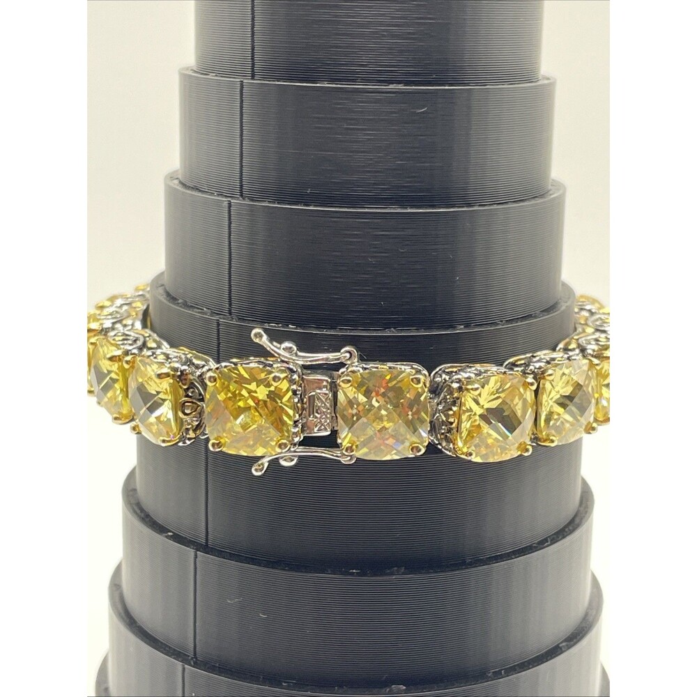 Park Lane Signature Bracelet 7.5” Gold Silver Two Tone CZ Golden Topaz NOTE WEAR - Picture 4 of 16